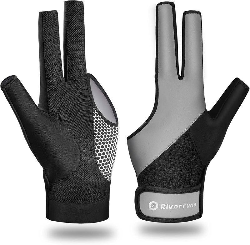 Riverruns Billiard Pool Glove for Left Hand 3 Finger, Snooker Cue Sport Glove for Men Women - Image 1